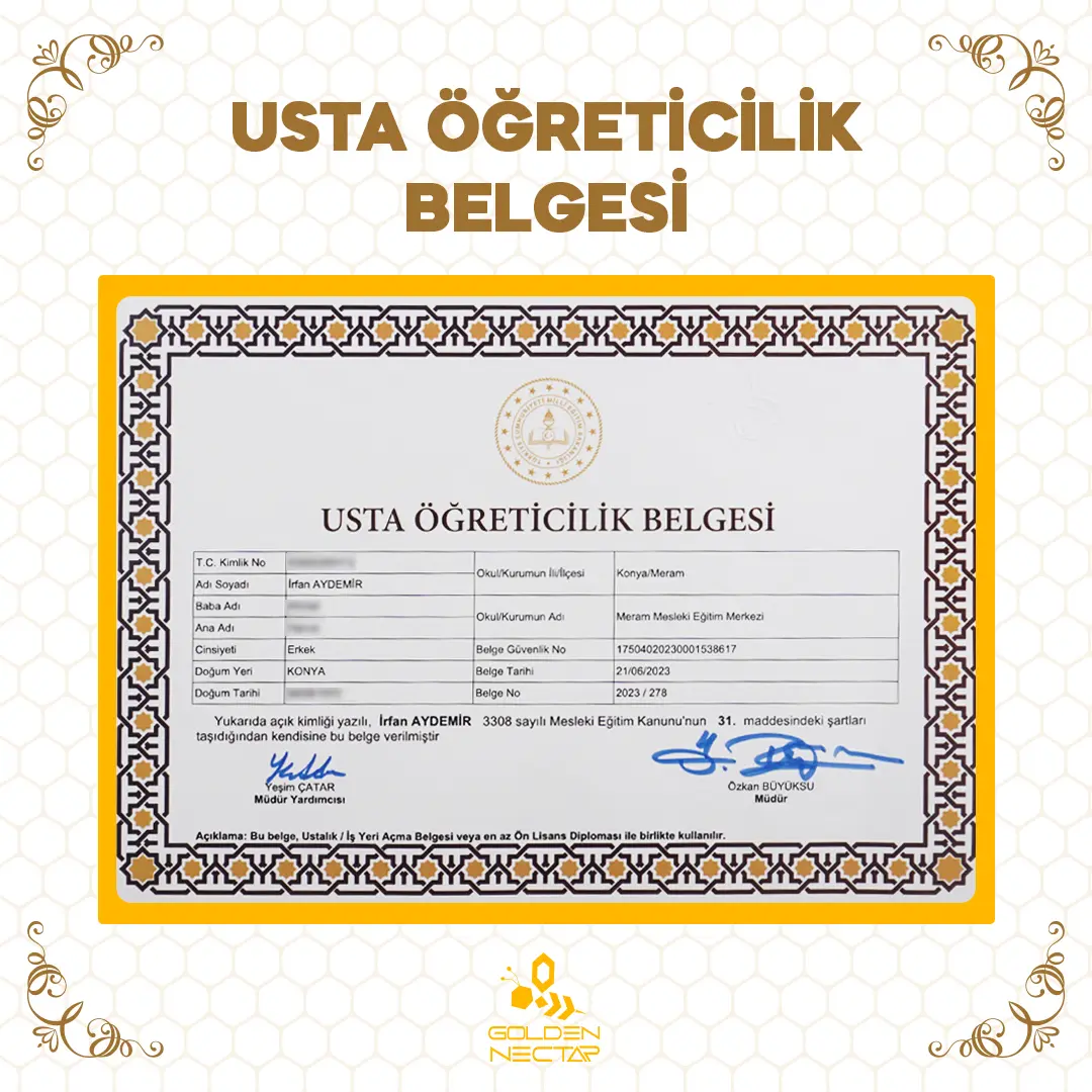 Usta Öğreticilik Belgesi