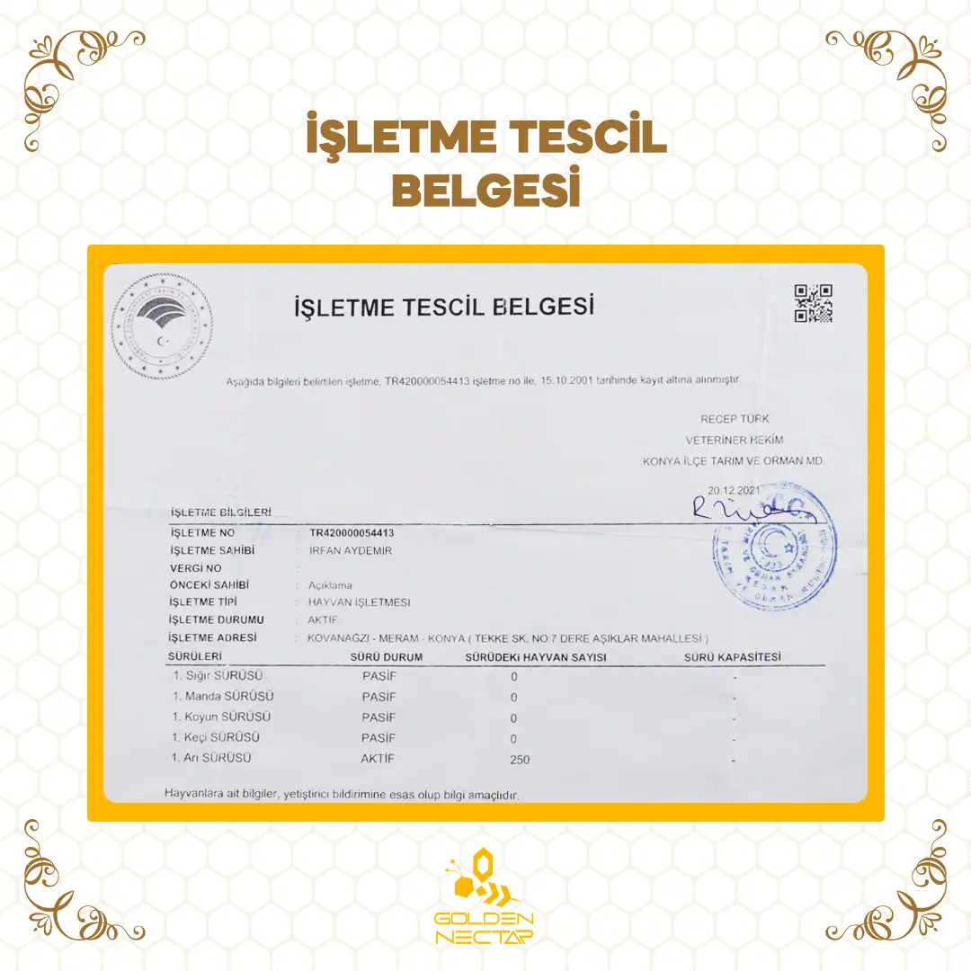 İşletme Tescil Belgesi